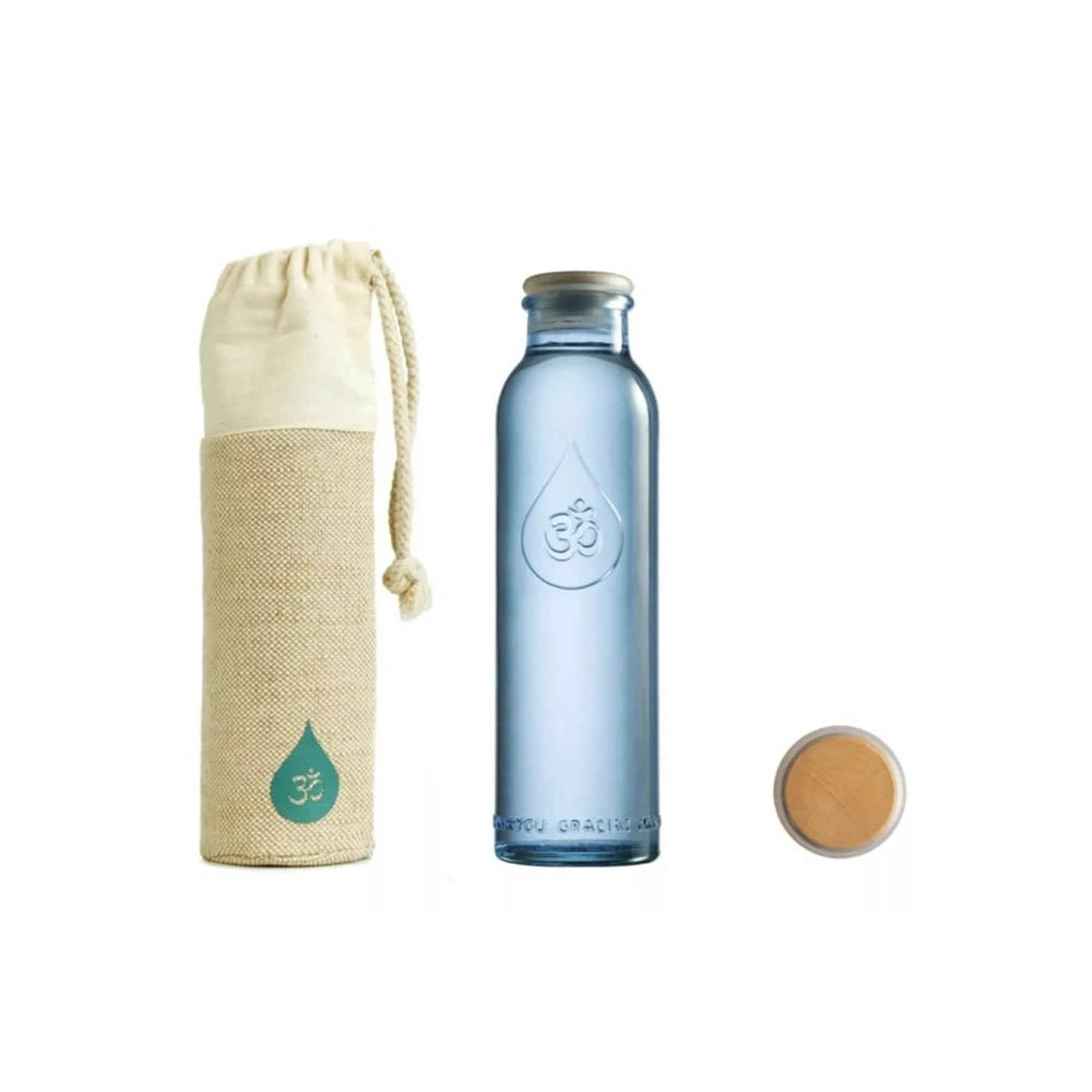Alkanatur - Botella Omwater Gratitude De Vidrio Reciclado 500ml + Funda Protectora Cañamo