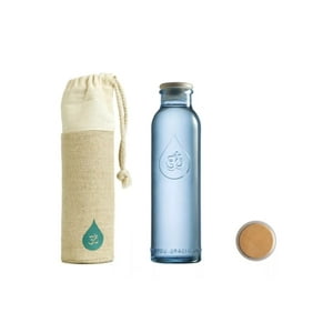 Alkanatur - Botella Omwater Gratitude De Vidrio Reciclado 500Ml + Funda Protectora Cañamo