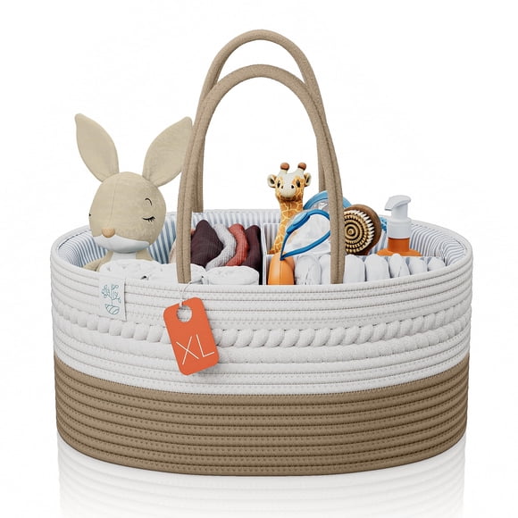 Organizador de pañales KiddyCare tejido, grande, gris, para bebé