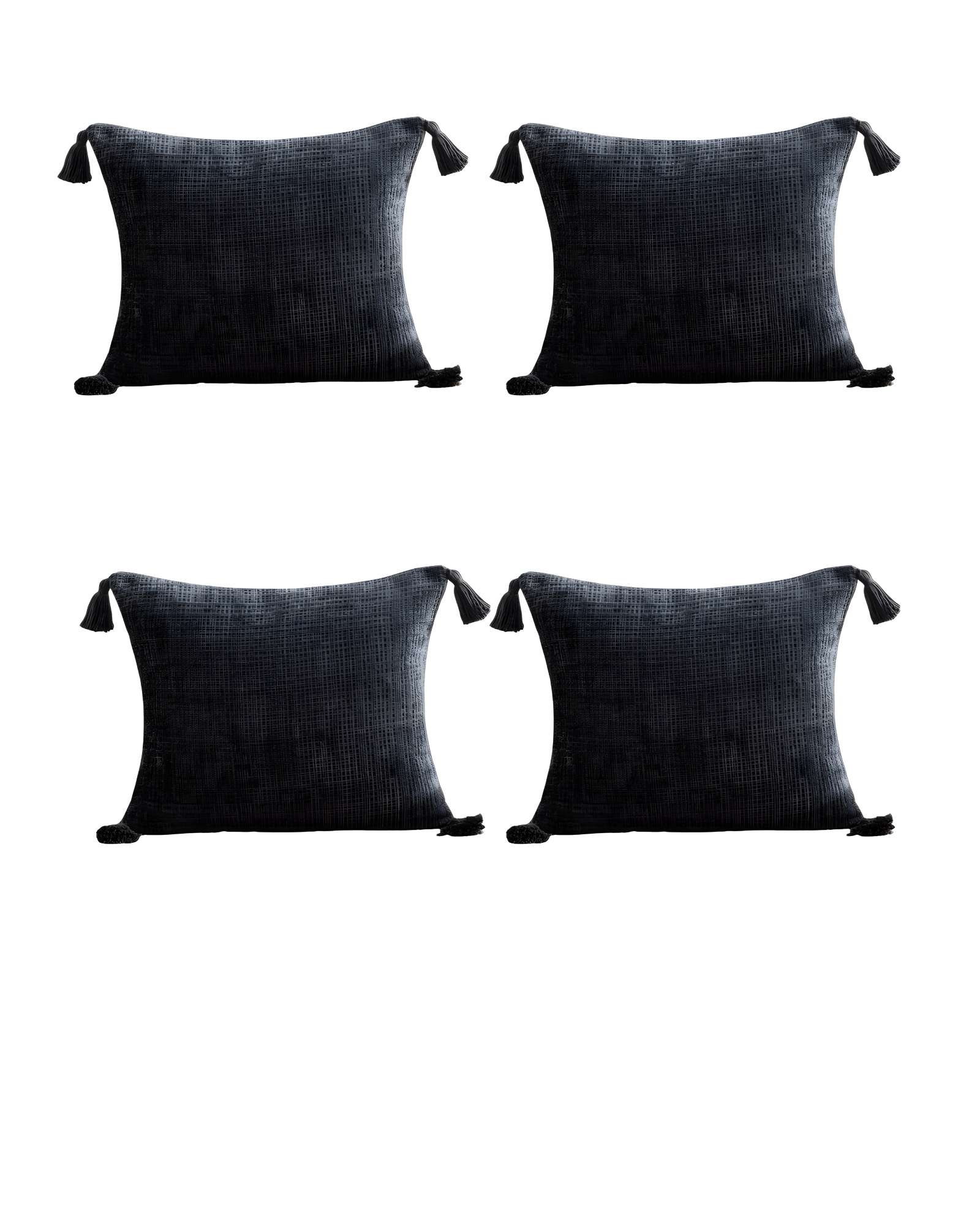 Genérico - Set De 4 Fundas De Cojin Chenille Con Borlas 45X45 Gris