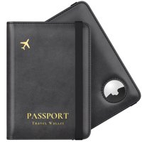 Funda Para Pasaporte Stouchi Airtag Con Rfid, Piel Sintética, Color Negro