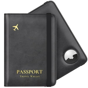 Funda Para Pasaporte Stouchi Airtag Con Rfid, Piel Sintética, Color Negro