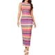 thumbnail image 1 of Vestido largo bohemio de verano para mujer con cuello redondo a rayas, abertura, fiesta de cóctel, club, vestido ajustado sin mangas S multicolor, 1 of 6