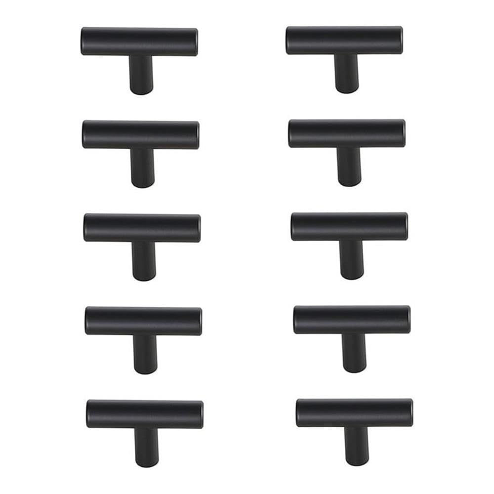 Elegant Decor - Juego De 10 Tiradores En T Quinn Mate Negro Elegante Decor