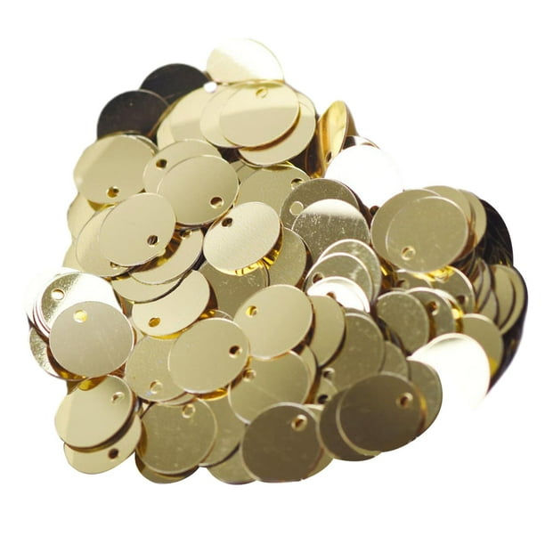 300 Uds. Lentejuelas sueltas redondas planas de 10mm, lentejuelas planas sueltas, lentejuelas para manualidades, suministros de apliques para tocado Luz de oro