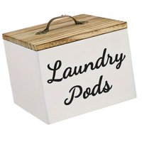 Magideal - Dispensador De Contenedores De Almacenamiento De Madera, Decoración De La Sala De Lavandería Decoración De La Lavandería Organizador De Encimera De La Cápsula De Detergente Blanco