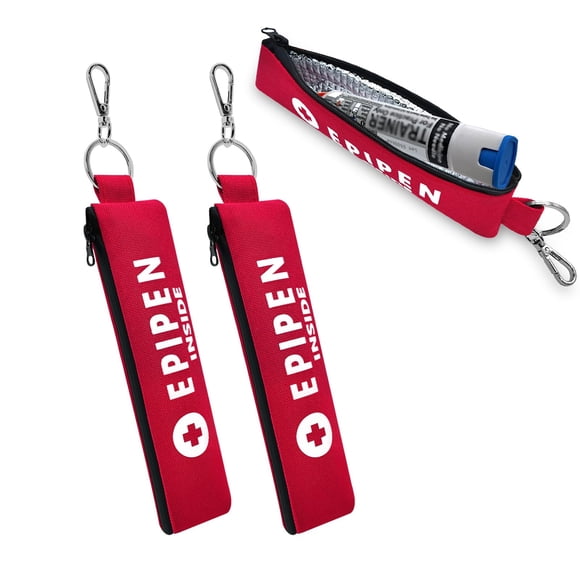 Estuche para EpiPen ICIMBI Paquete de 2 Aislado Rojo con Mosquetón
