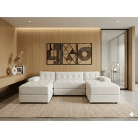 Muebles New - Sofa U Seccional Blanco Ecocuero