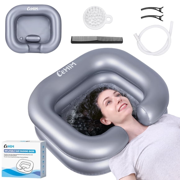 Lavabo inflable para champú portátil Cehim, plateado
