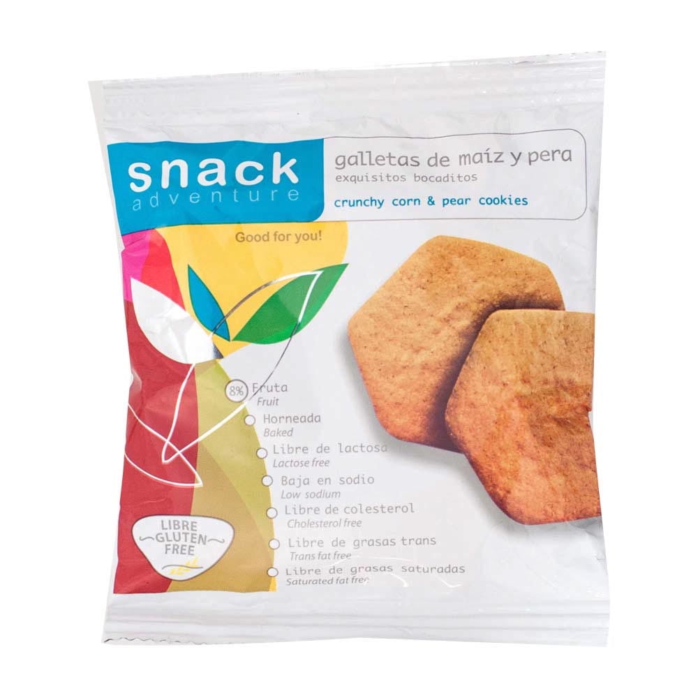 Galleta Artesanal De Maíz Y Pera Sin Gluten Bolsa 50 g Snack adventure