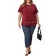 thumbnail image 2 of GRACIA Y GRANDEZA Camisetas de Verano para Mujer Tallas Grandes Manga Corta Cuello Redondo Suelto Casual Blusa de Punto Tops 2X Burdeos, 2 of 6