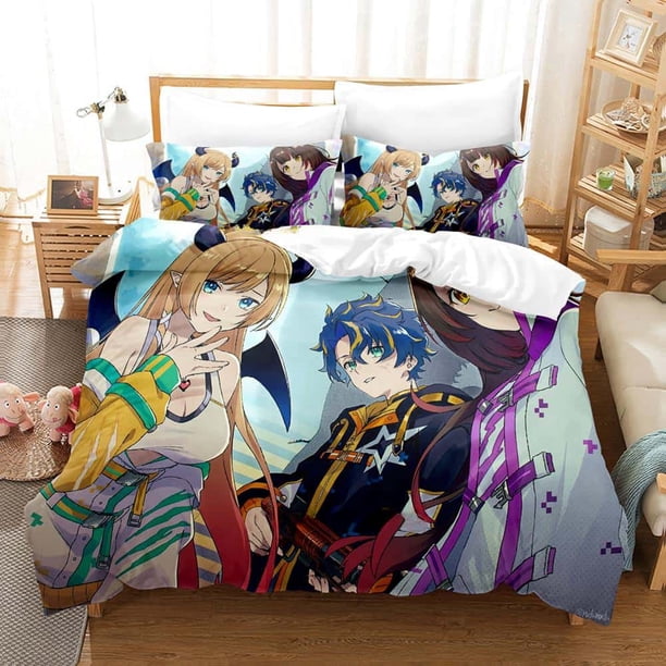 Kawaii Girl Roboco-san Bedding Set Single Twin Full Size Bed Set Adult Kid Bedroom Duvetcover Sets Anime Bed Bed Sheets