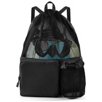 Xusx111 - Bolsa De Natación Mochila De Playa Con Bolsillo Húmedo Malla Bolsos De Cordón Para Nadar, Gimnasio Negro Malla De Natación Bolsa De Playa Cordón Mochila, Bolsas Impermeables De Gimnasio Para