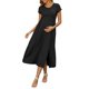 thumbnail image 1 of INSPIRE CHIC Vestido de Maternidad para Mujeres Maxi con Mangas Cortas, Pliegues con Volantes, Vestidos de Embarazo para Sesión de Fotos, Casual y Fluido, Verano 2026, 2XL Negro, 1 of 6