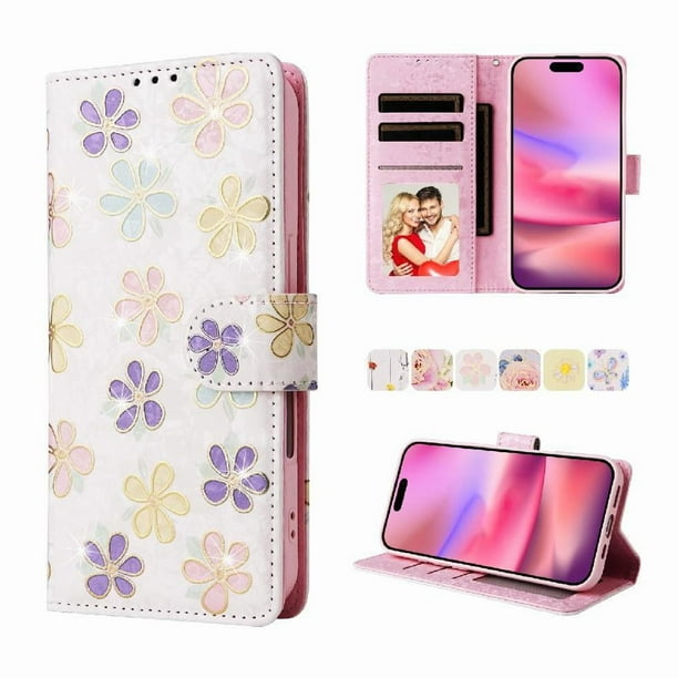 FOXDOCK Funda Tipo Cartera Floral para Samsung Galaxy S10 Plus ,Funda con Tapa de Cuero PU, Protección Antigolpes con Ranuras para Tarjetas y Soporte