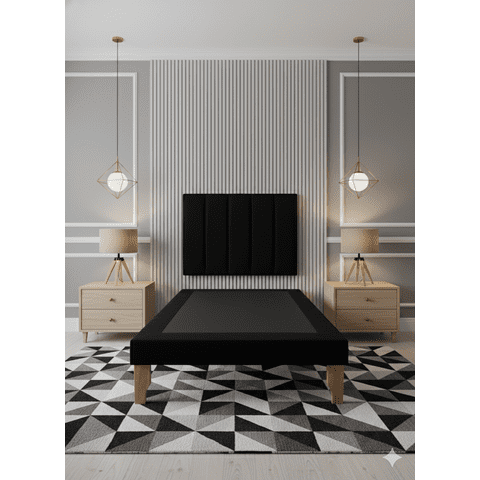 Muebles New - Cama Plaza Y Media Lineal Negro Felpa