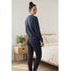 thumbnail image 5 of Pijama Franela Mujer Estampado Flor de Loto Acero gris oscuro S, 5 of 8