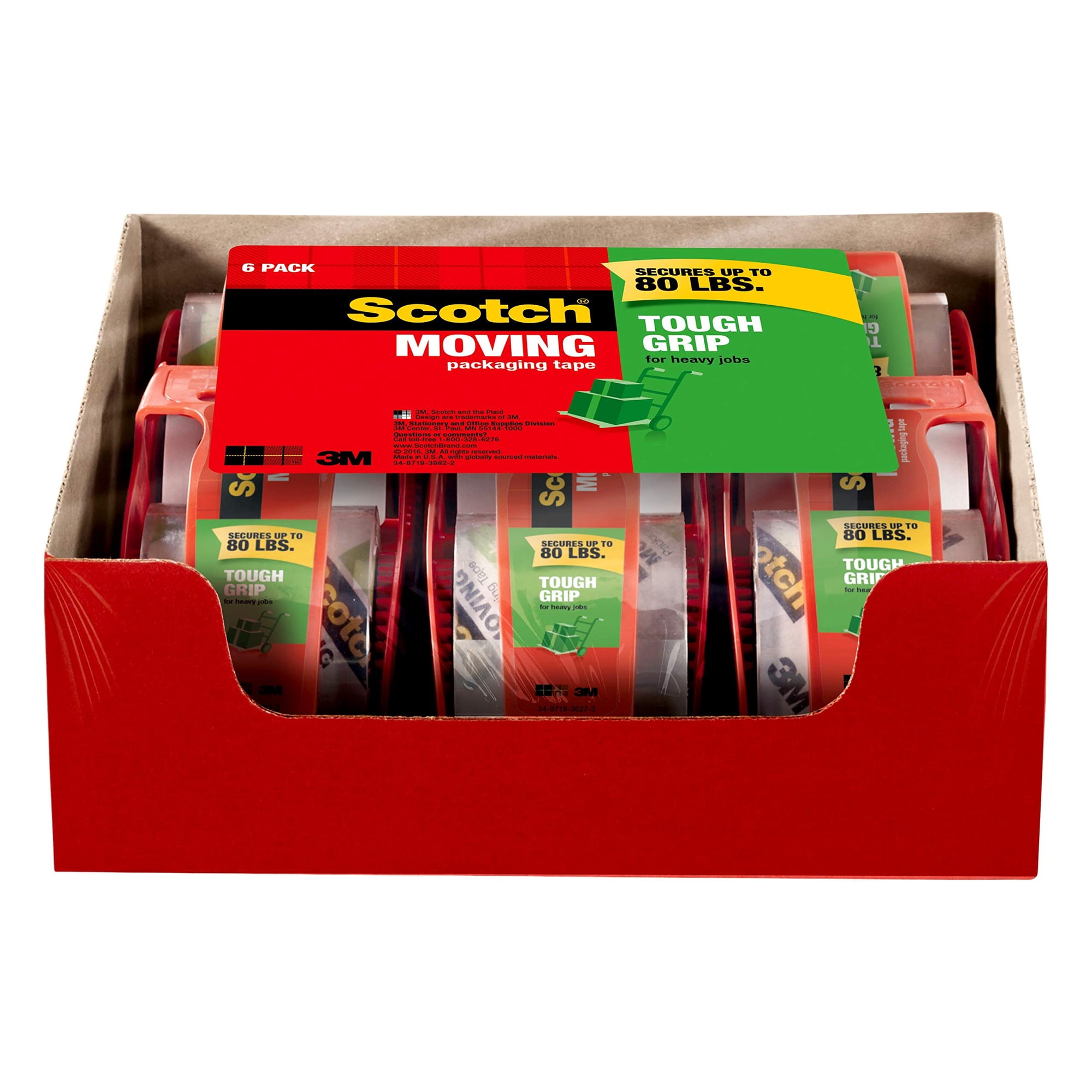 Cinta De Embalaje Scotch Tough Grip Moving, 1,88 Cm X 20,3 M