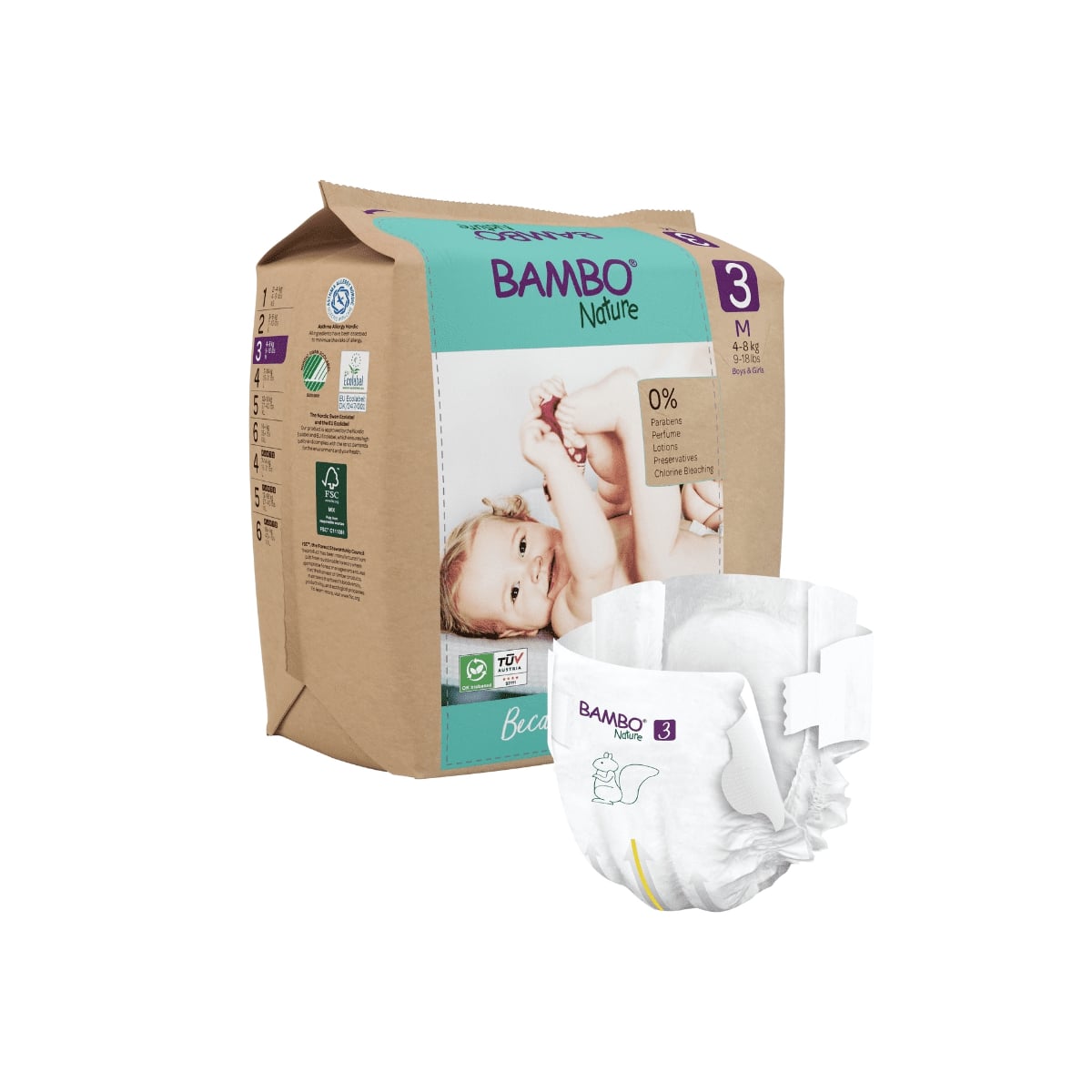 Bambo Nature - Pañal Ecológico Ecofriendly Talla M, 28 Un