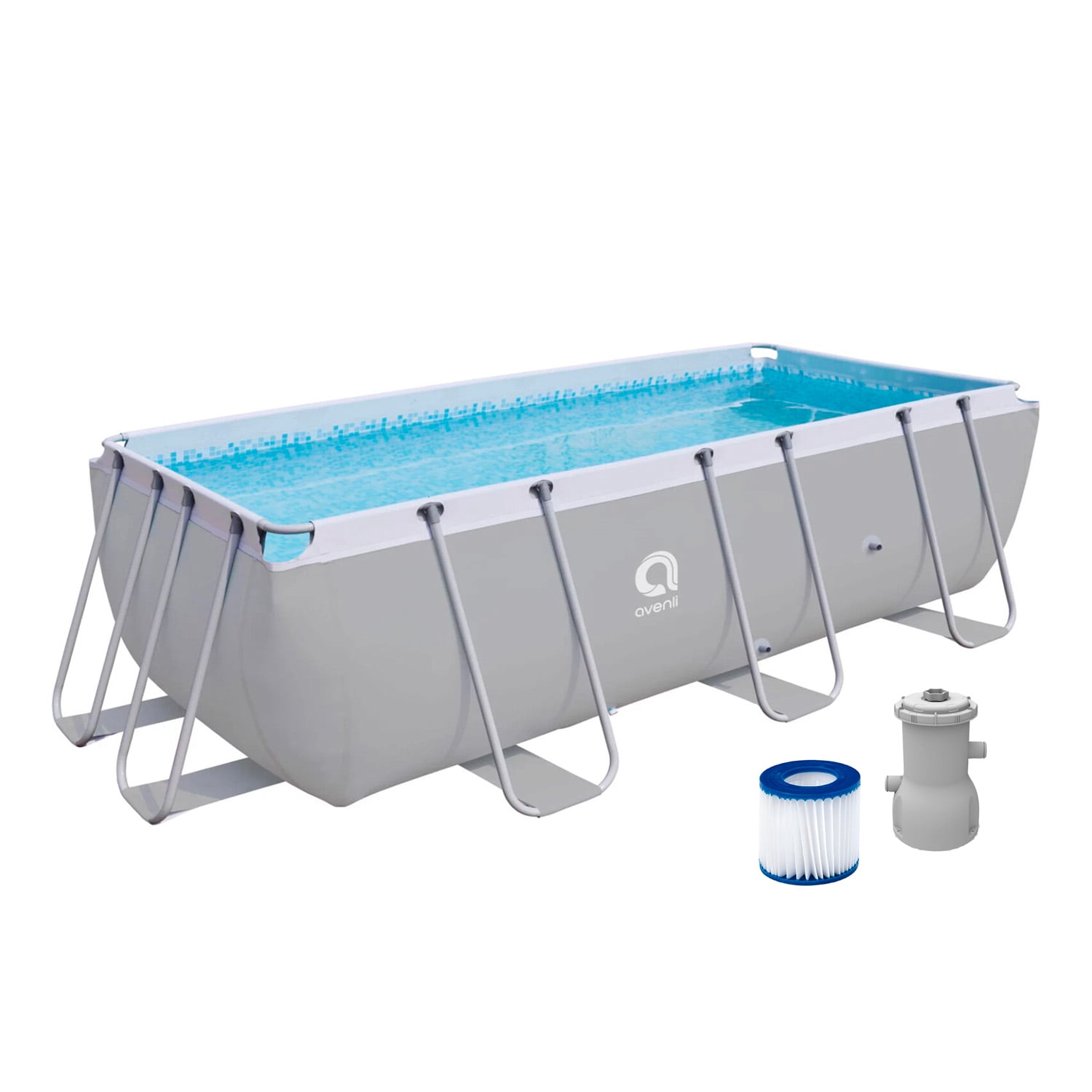 Avenli - Piscina Rectangular Con Filtro Gris 122x207x400 Cm 8870 L