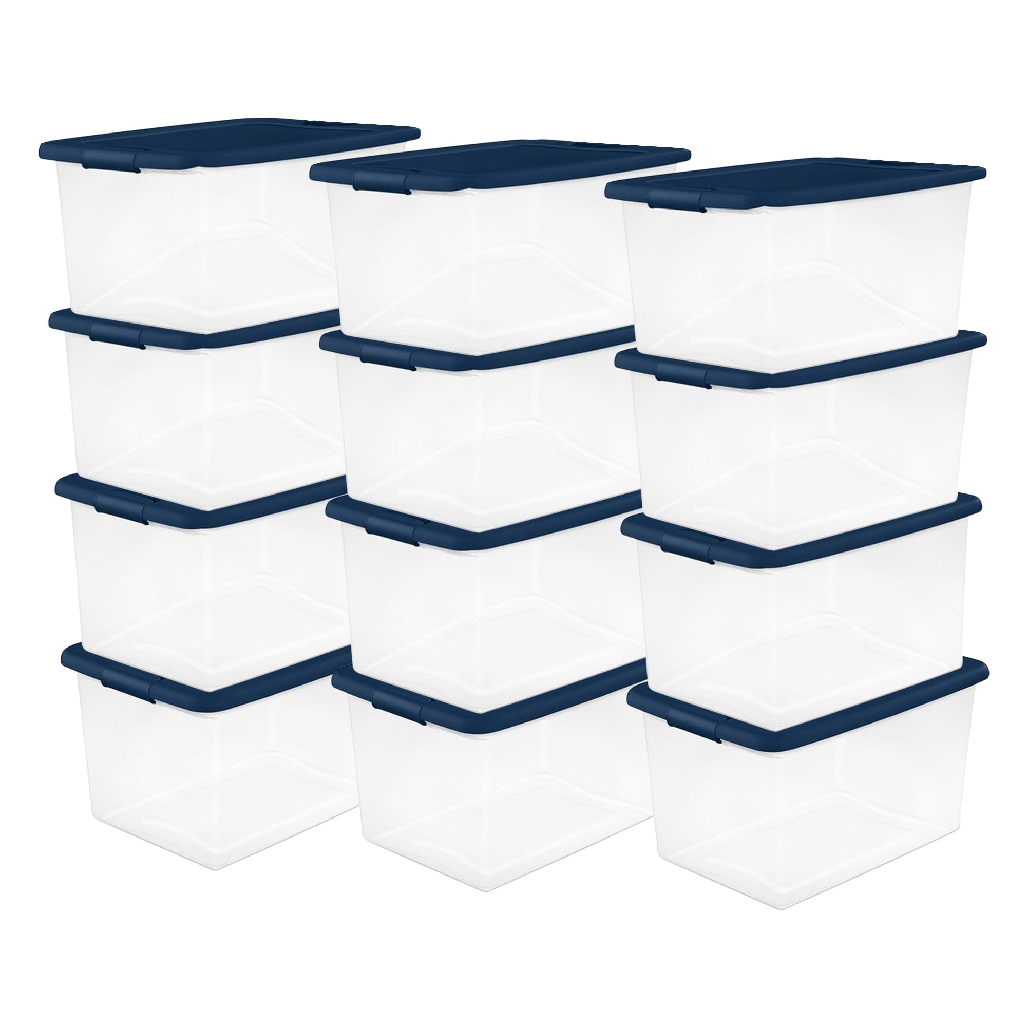 Caja De Almacenamiento Sterilite De 64 Cuartos, Grande, Transparente, Apilable, Azul