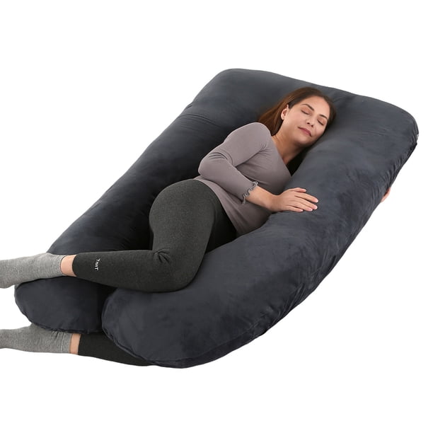 Almohada para embarazadas, almohada en forma de U desmontable y lavable, cojín grande, almohada de cintura