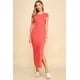 thumbnail image 4 of Vestido Largo de Canalé con Cuello Redondo, Mangas Cortas y Forro, 4 of 4