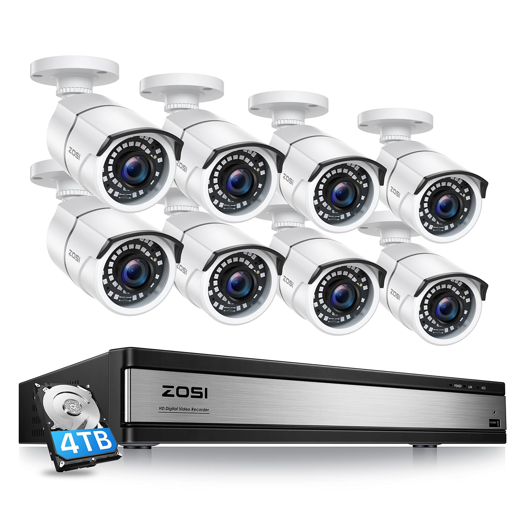 Sistema De Cámaras De Seguridad Zosi H.265+ 1080p 16ch Con 8 Cámaras