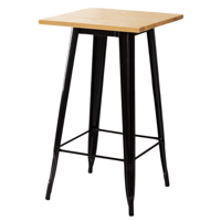 Moboi - Mesa De Bar Tolix Negra Con Cubierta De Madera 60X60X105