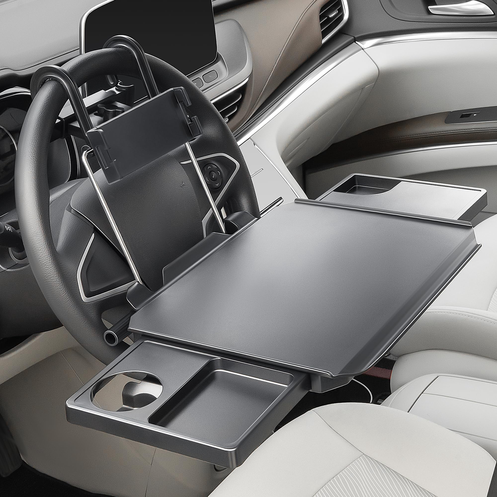 Bandeja Para Volante De Coche Paffenery Grande De 46 Cm Con Soporte Para Teléfono