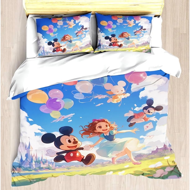 Mickey Mouse Mickey Mouse Modern Print Duvet Cover Set, Bedding Set, Cute Boy Girls Duvet Cover 3 Piece Set Bed Sheets