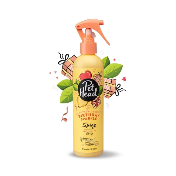 Desodorizante para perros en aerosol con forma de cabeza de mascota Birthday Sparkle, 300 ml