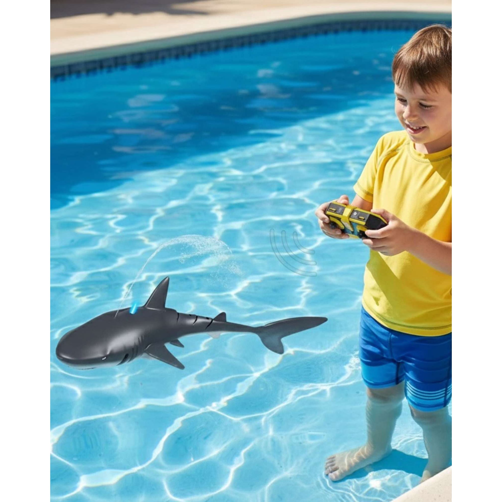 Mylhogar - Tiburon De Juguete Para Piscina A Control Remoto Con Spray