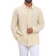 thumbnail image 1 of INSPIRE CHIC Regreso a Clases Camisa de Vestir de Lino Sólido de Manga Larga para Hombre M Beige, 1 of 6