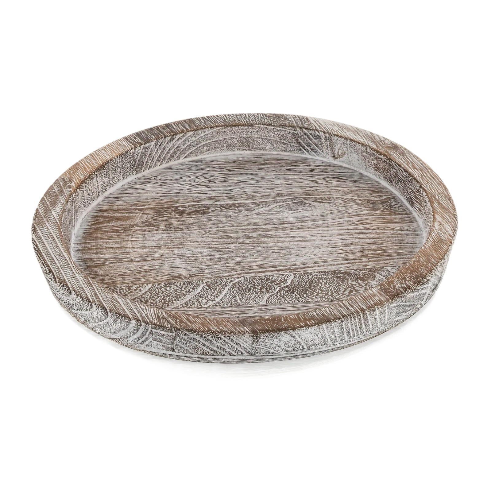 Magideal - Plato Redondo De Postre, Bandeja Decorativa Redonda, Decoración De Baño, Plato De Madera Para Cena, Bandeja De Madera Para Servir Comida, Perfume, Vel C