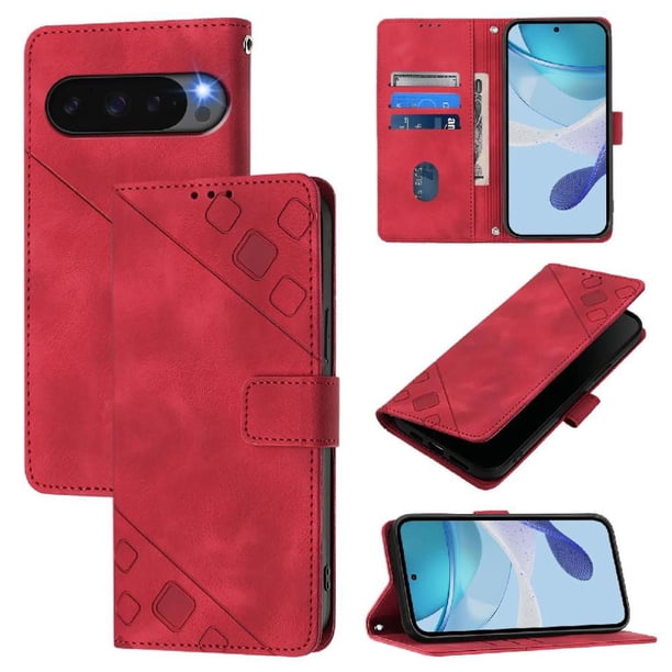 Funda Cartera para Google Pixel 10 Pro 5G con Soporte y Ranuras, Resistente a Golpes y Rayones Rojo