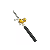 Genérico - Kit De Caña De Pescar Telescópicas Mini Forma De Bolígrafo, Negro