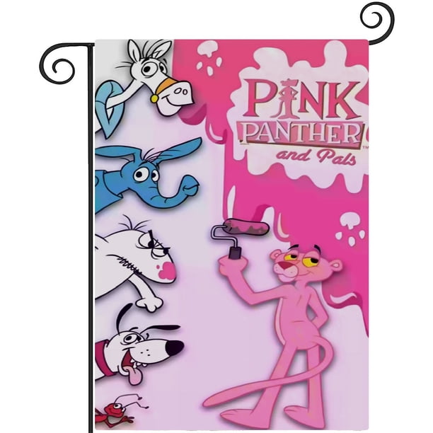 La Pantera Rosa-bandera de jardín temática. Regalo perfecto para fans, amigos y familiares, ideal para actividades al aire libre y decoración de fiestas.28CM*45CM