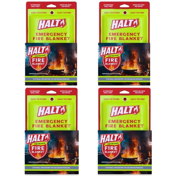 Manta ignífuga HALT! de emergencia reutilizable, paquete de 4