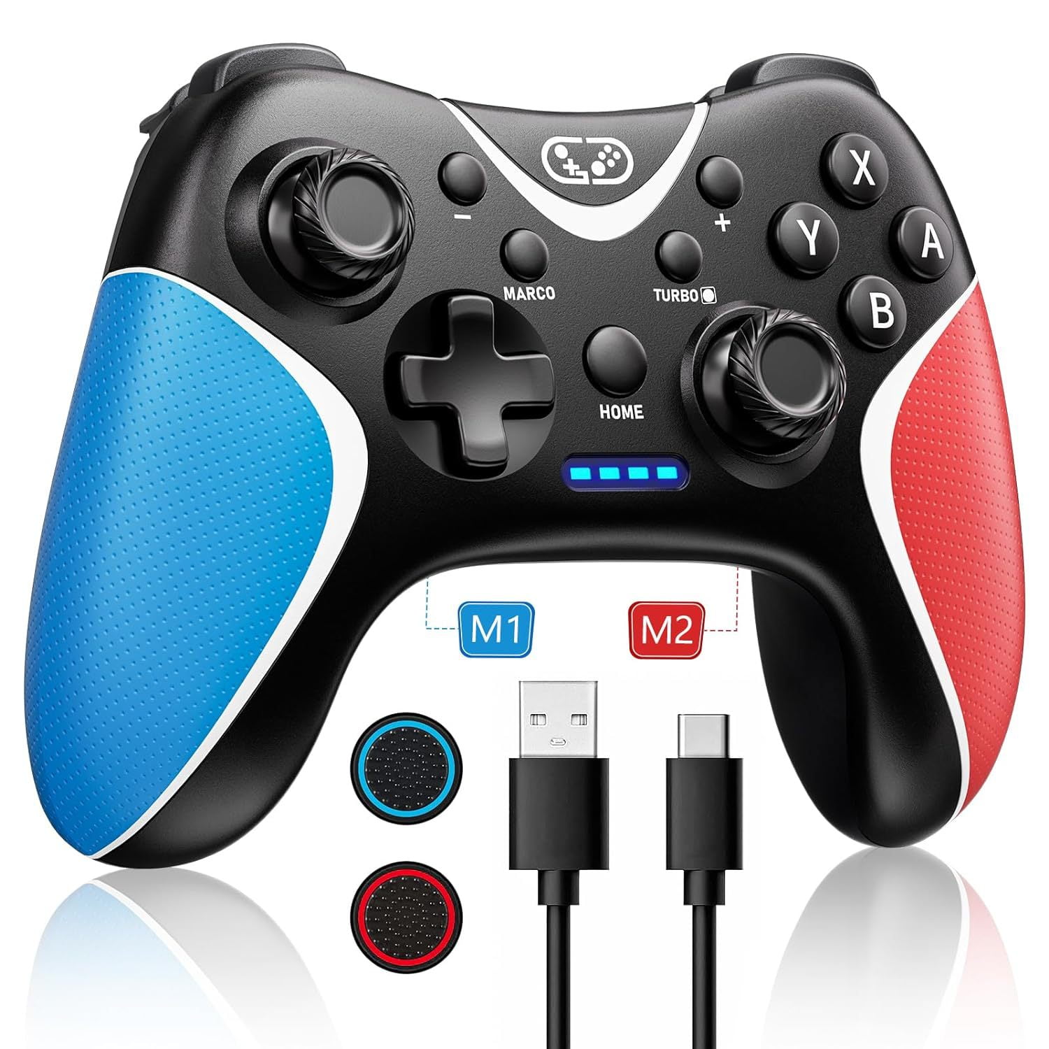 Genérico - Controlador De Juego Compatible Con Nintendo Switch/lite/oled/pc, Controlador Inalámbrico De Juego Con Botones Programables, Función De Eje Giroscópico, Turbo, Doble Vibración