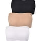 thumbnail image 3 of Sujetador bandeau de 3 piezas para mujer, acolchado, sin tirantes, suave, sin costuras, con parte superior de tubo, tallas variadas (color negro, blanco y nude)., 3 of 5