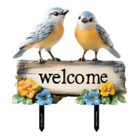 Magideal - Estaca De Jardín ""Bienvenidas Aves"", Letrero De Pvc Para Jardín, Decoración De Césped, Adorno, Decoración De Jardín, Letrero Para Jardín, Pa