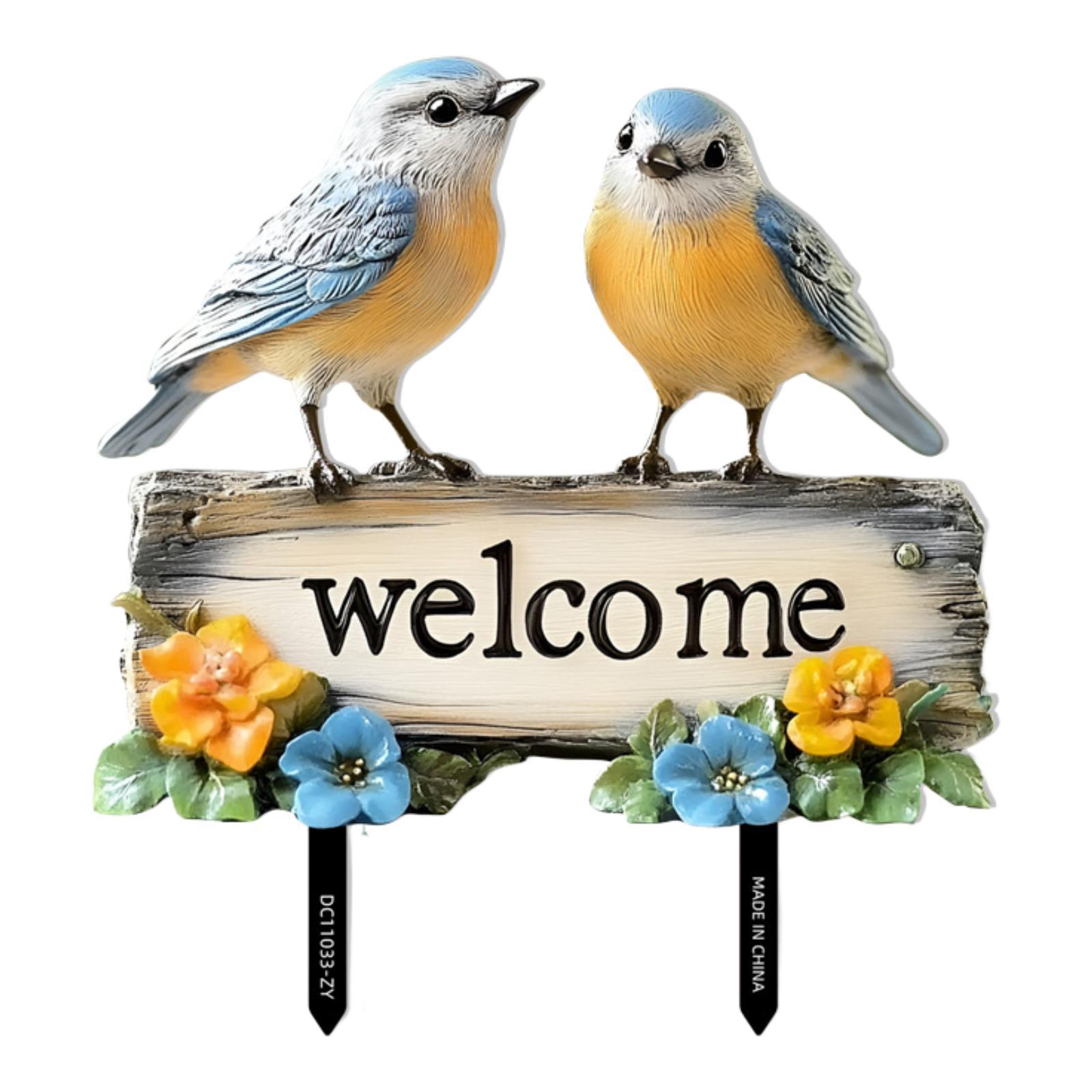 Magideal - Estaca De Jardín ""Bienvenidas Aves"", Letrero De Pvc Para Jardín, Decoración De Césped, Adorno, Decoración De Jardín, Letrero Para Jardín, Pa