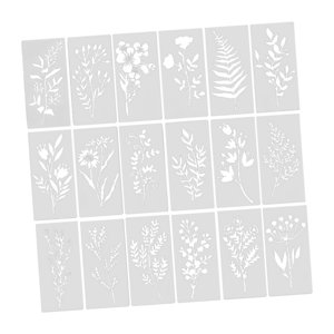 Magideal - 18 Plantillas De Pintura De Flores Con Patrones Huecos, Juego De Plantillas Botánicas Creativas Para Decoración Del Hogar, Lienzo Y Manualidades Para