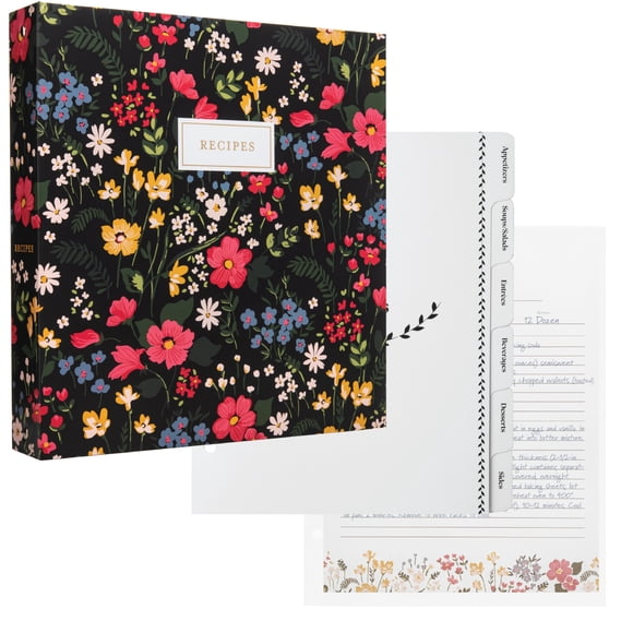 Carpeta de recetas Jot & Mark 22 × 28 cm 3 anillas floral