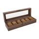 thumbnail image 4 of Caja De Reloj De Madera De Lujo Para Hombre, Caja Organizadora De Anillos De Joyería, Tapa De Cristal, 6 Rejillas, 4 of 5