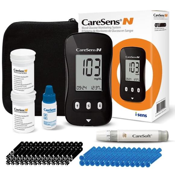 Monitor de glucosa en sangre CareSens N con 100 tiras reactivas