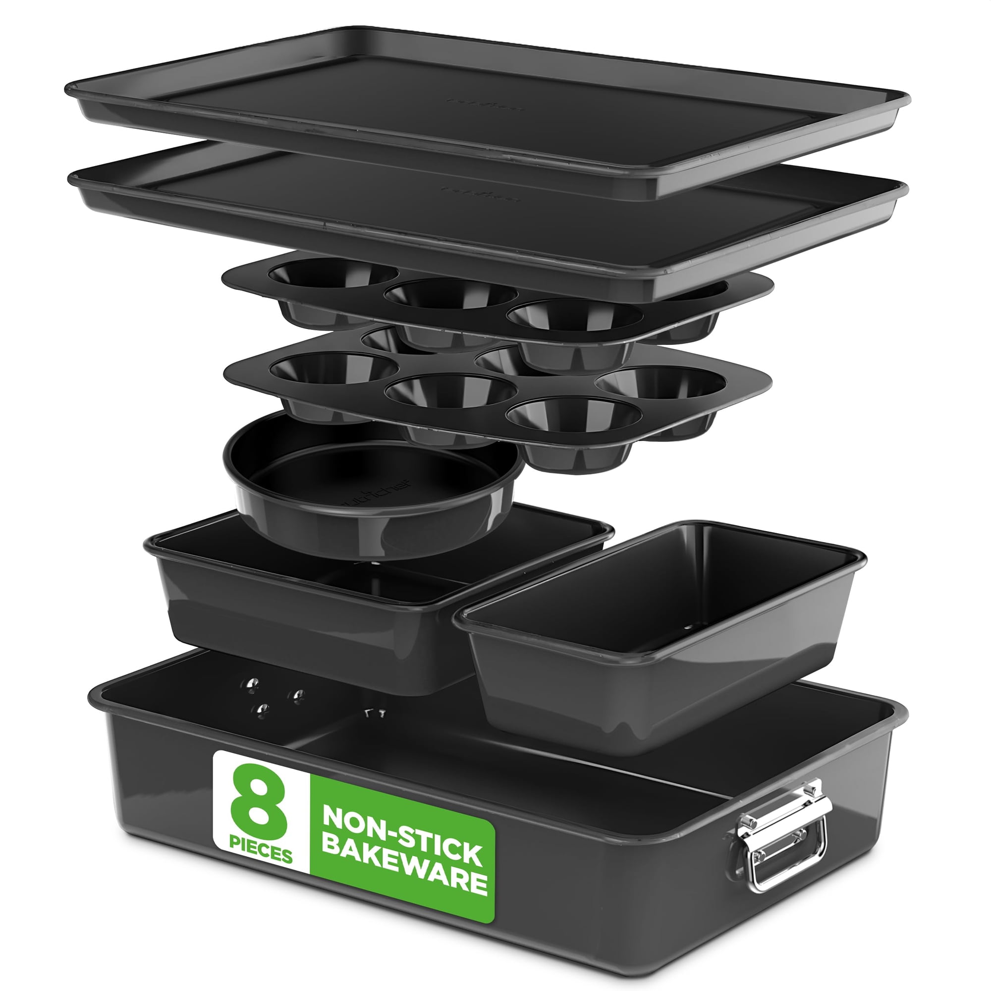 Juego De Moldes Para Hornear Nutrichef De 8 Piezas De Acero Antiadherente
