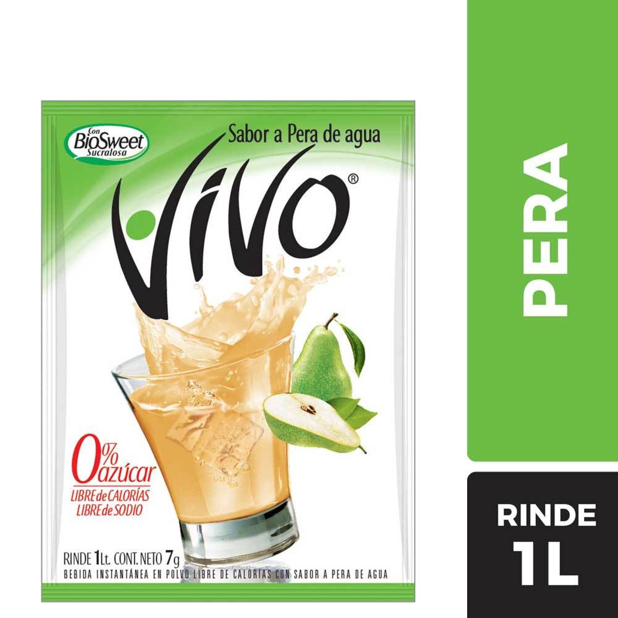 Jugo En Polvo Libre De Azúcar Pera De Agua Sobre 8 g Vivo