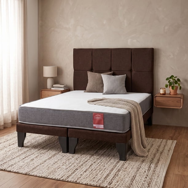 Cama 2 Plazas Europea América Slim Respaldo Atenas 150x190x50 Cm Tela Chocolate
